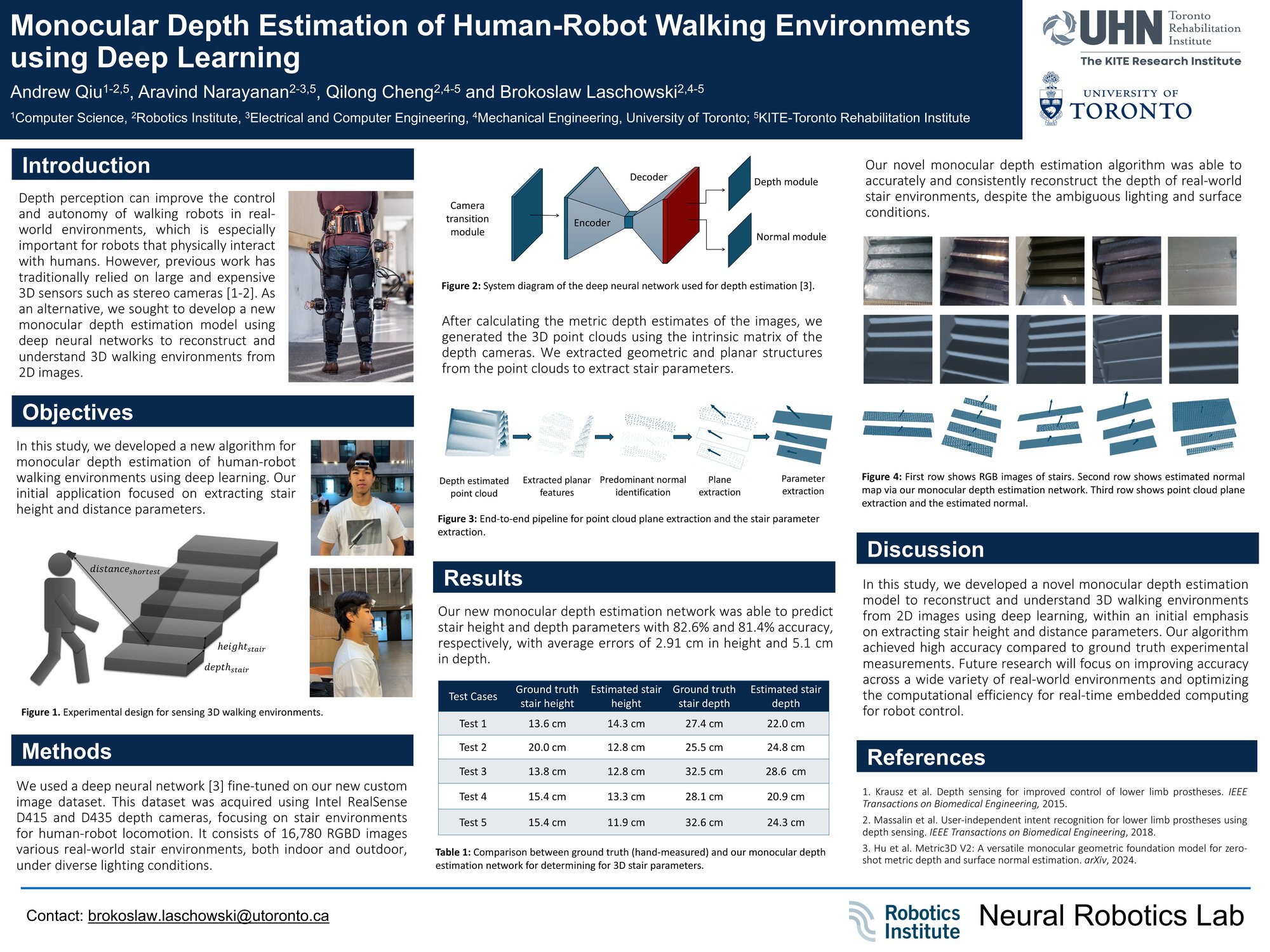 Poster: Monocular Depth Estimation of Human-Robot Walking Environments using Deep Learning