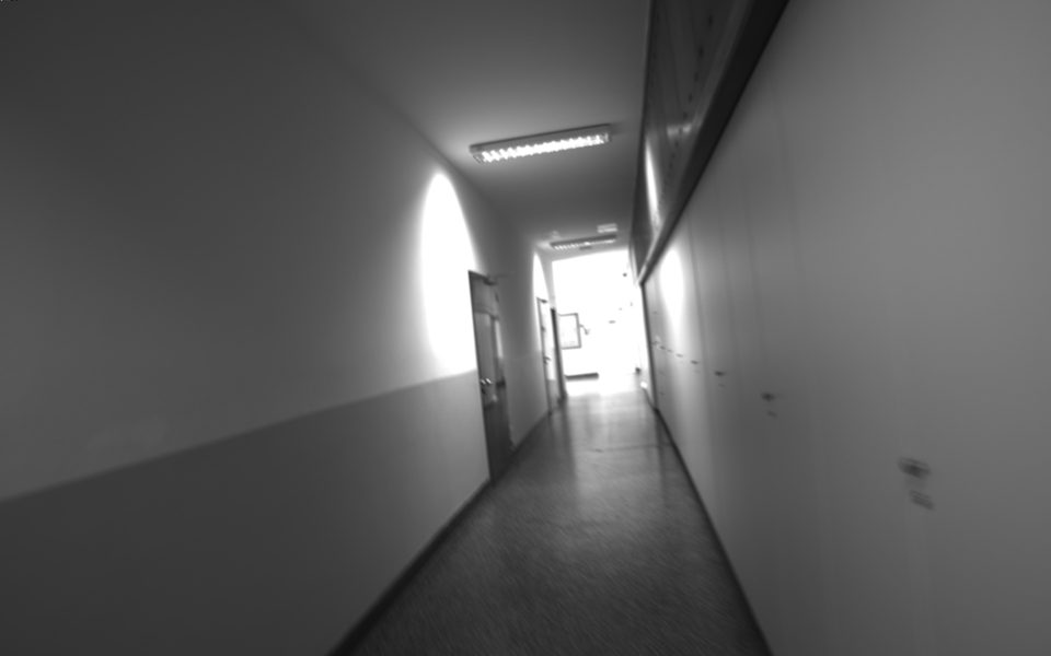 Corridor frame from the handheld rig's camera