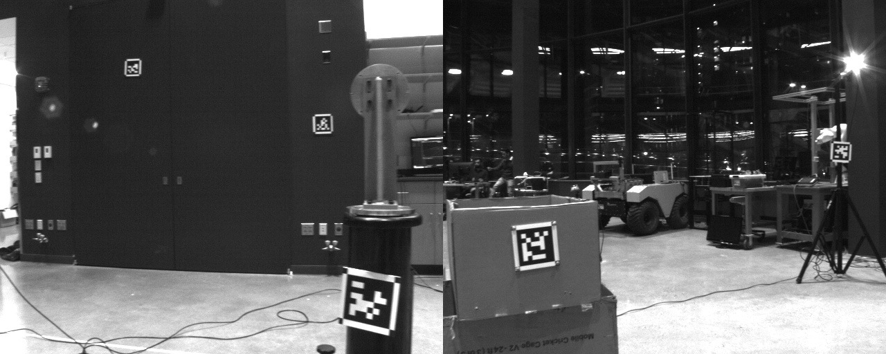 The data-collection rig with eight cameras and OptiTrack markers
